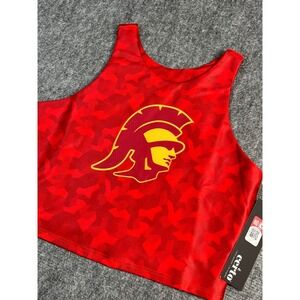 Cérto Crosstown‎ Midi USC Cardinal Red Camo Print Cropped Tank Top Size L